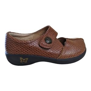 Alegria Kaitlyn Cognac Snake Print Comfort Shoe Women EU 38/US 8/8.5 Leather
